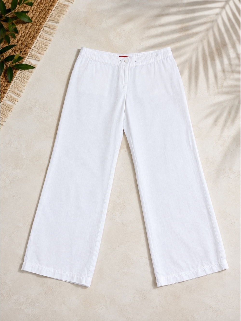 Tommy Bahama Womens 14 White 100% Linen Pants Leigh Fit Wide Leg Resort Beach